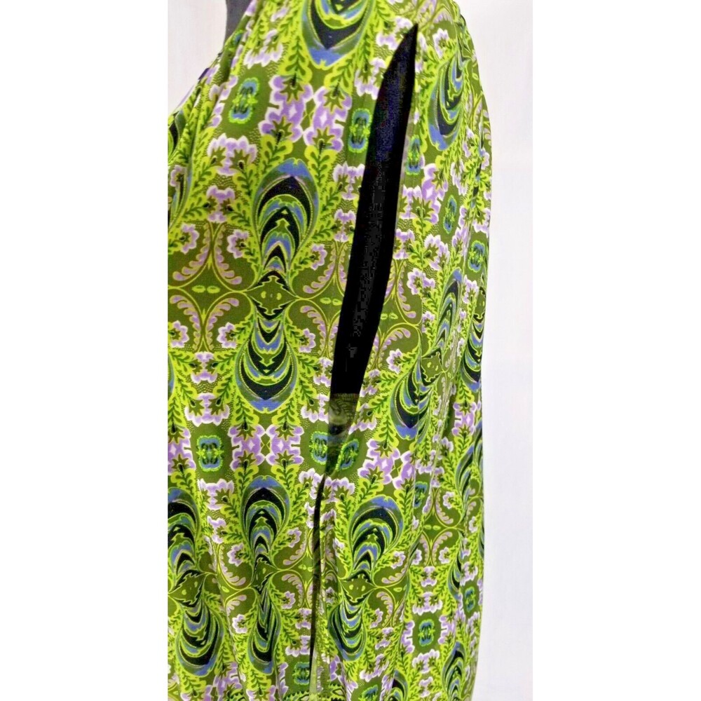 LONDON TIMES 3/4 Peek a Boo Sleeve Shift Dress 16W Keyhole Neckline Retro Green - Picture 6 of 12
